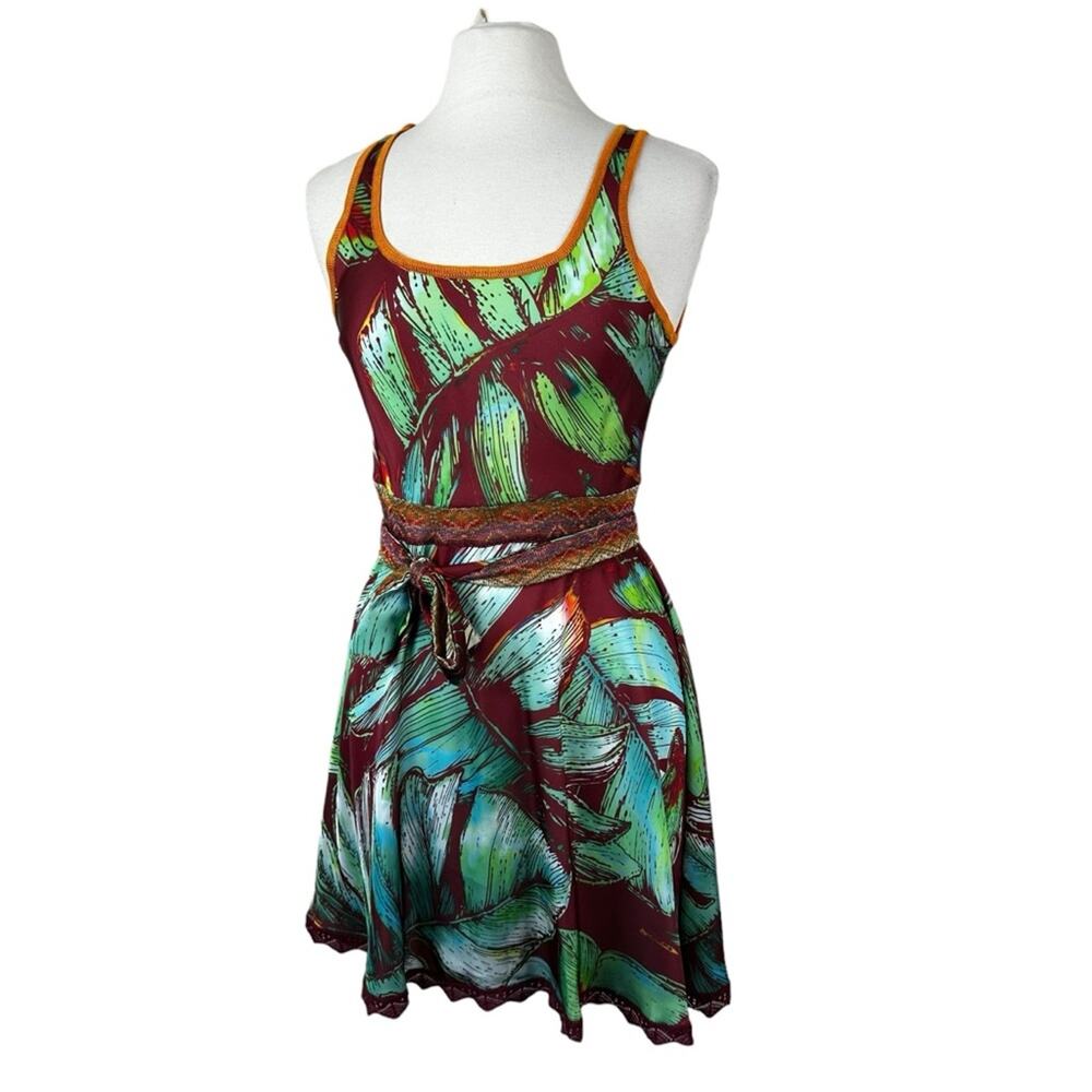 Cecilia Prado Dress Womens Small Tropical Waist Tie Mini Sleeveless Summer